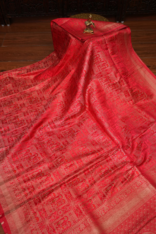 Banarasi Satin Silk Saree with Full Brocade Body – Red