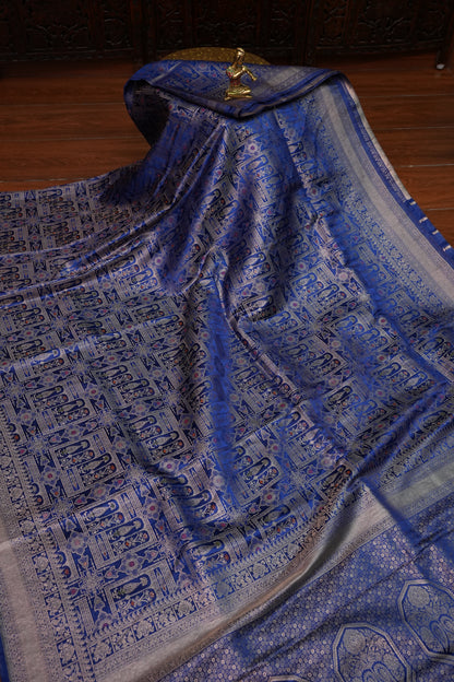 Banarasi Satin Silk Saree with Full Brocade Body – Royal Blue