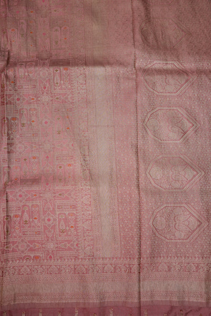Banarasi Satin Silk Saree with Full Brocade Body – Dusty Rose Pink
