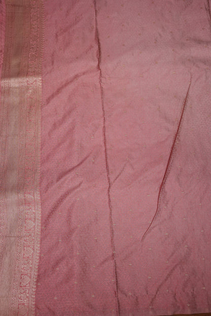 Banarasi Satin Silk Saree with Full Brocade Body – Dusty Rose Pink