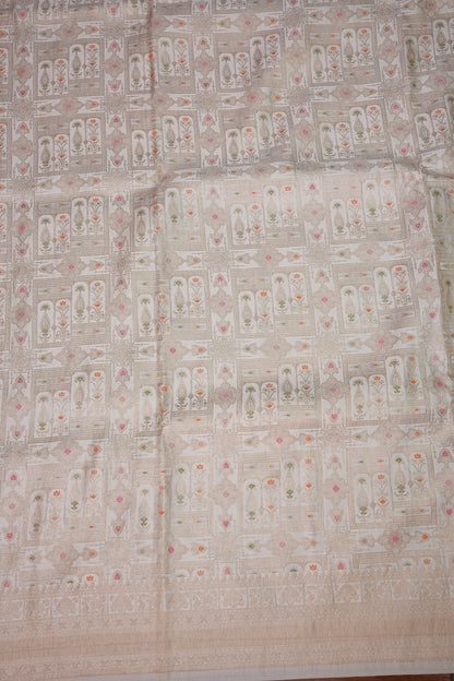 Banarasi Satin Silk Saree with Full Brocade Body – Ivory White
