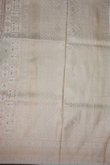 Banarasi Satin Silk Saree with Full Brocade Body – Ivory White