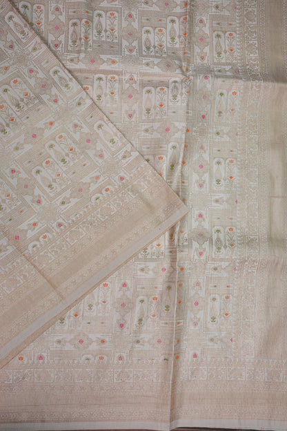 Banarasi Satin Silk Saree with Full Brocade Body – Ivory White