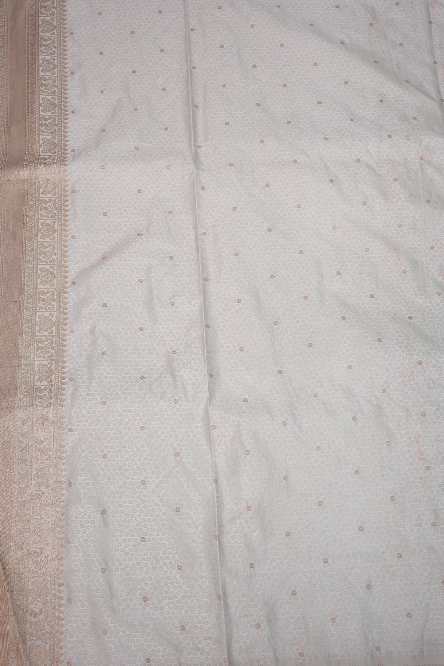 Banarasi Satin Silk Saree with Full Brocade Body – Ivory White