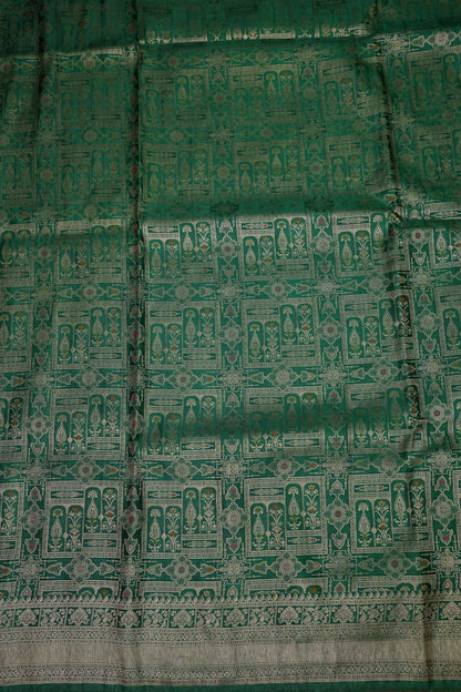 Banarasi Satin Silk Saree with Full Brocade Body – Emerald Green