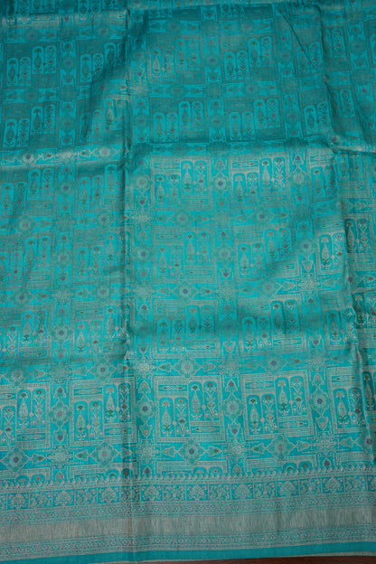 Banarasi Satin Silk Saree with Full Brocade Body – Turquoise Blue
