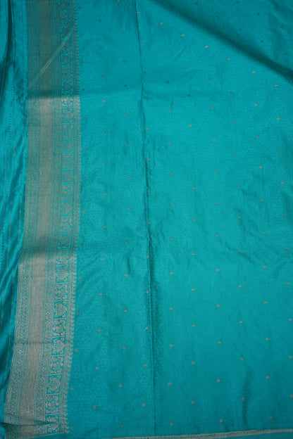 Banarasi Satin Silk Saree with Full Brocade Body – Turquoise Blue