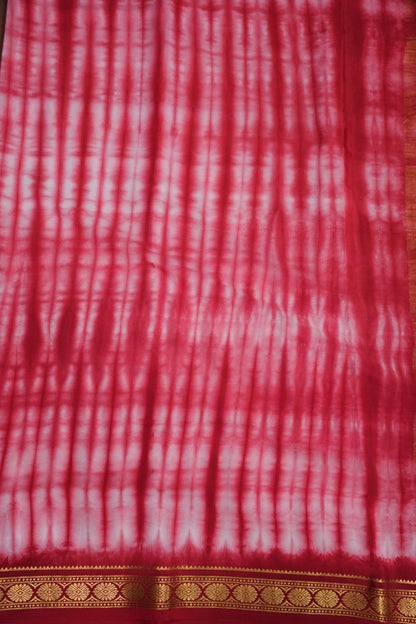 Shibori Tie & Dye Pure Crepe Mysore Silk Saree - Deep Red