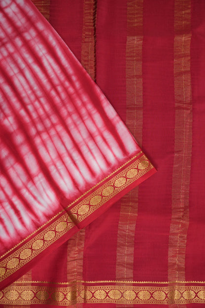 Shibori Tie & Dye Pure Crepe Mysore Silk Saree - Deep Red