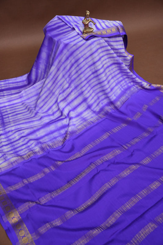 Shibori Tie & Dye Pure Crepe Mysore Silk Saree - Purple