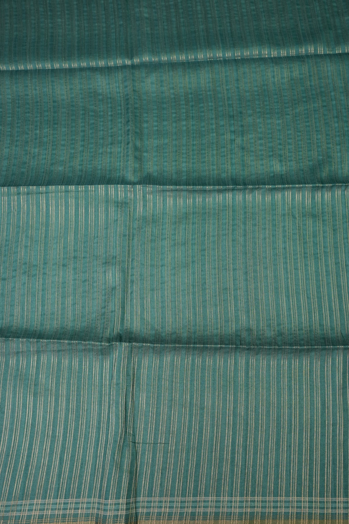Semi Tussar Raw Silk Saree – Teal Green with Multicolour Woven Motifs