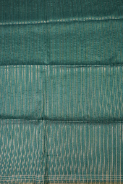 Semi Tussar Raw Silk Saree – Teal Green with Multicolour Woven Motifs
