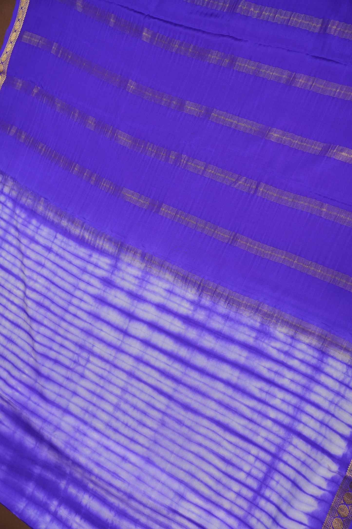Shibori Tie & Dye Pure Crepe Mysore Silk Saree - Purple