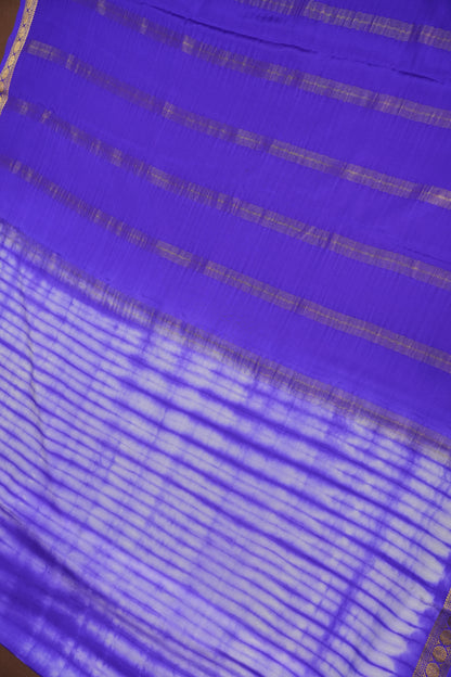 Shibori Tie & Dye Pure Crepe Mysore Silk Saree - Purple