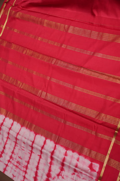 Shibori Tie & Dye Pure Crepe Mysore Silk Saree - Red