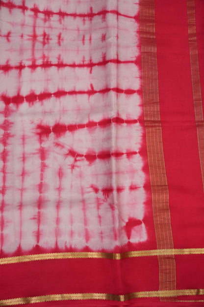Shibori Tie & Dye Pure Crepe Mysore Silk Saree - Red