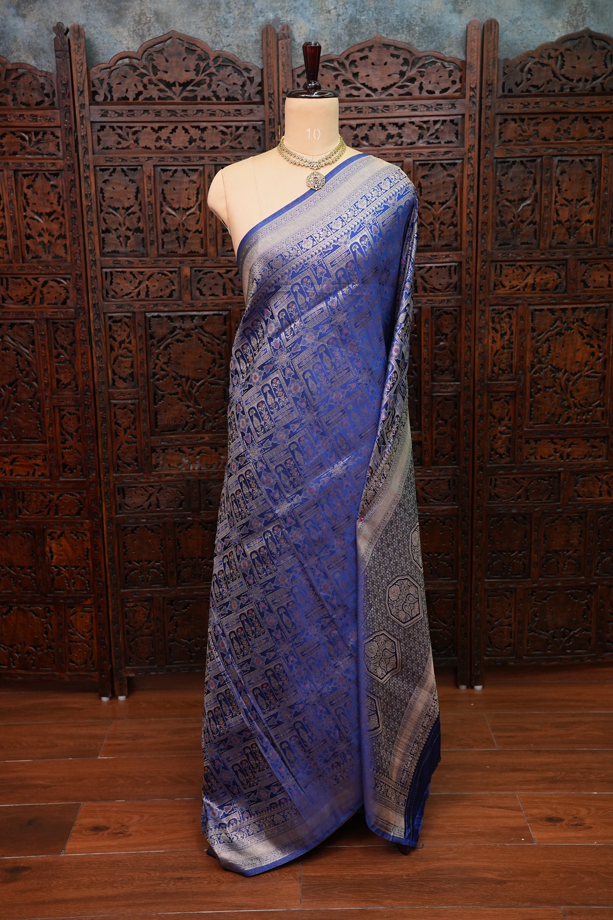 Banarasi Satin Silk Saree with Full Brocade Body – Royal Blue