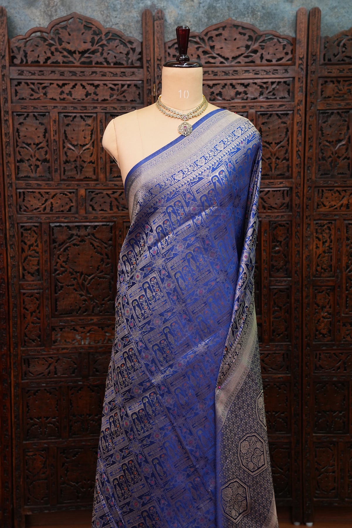 Banarasi Satin Silk Saree with Full Brocade Body – Royal Blue