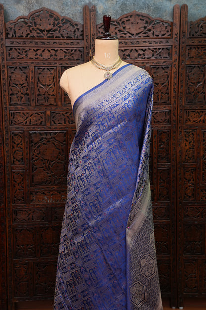 Banarasi Satin Silk Saree with Full Brocade Body – Royal Blue