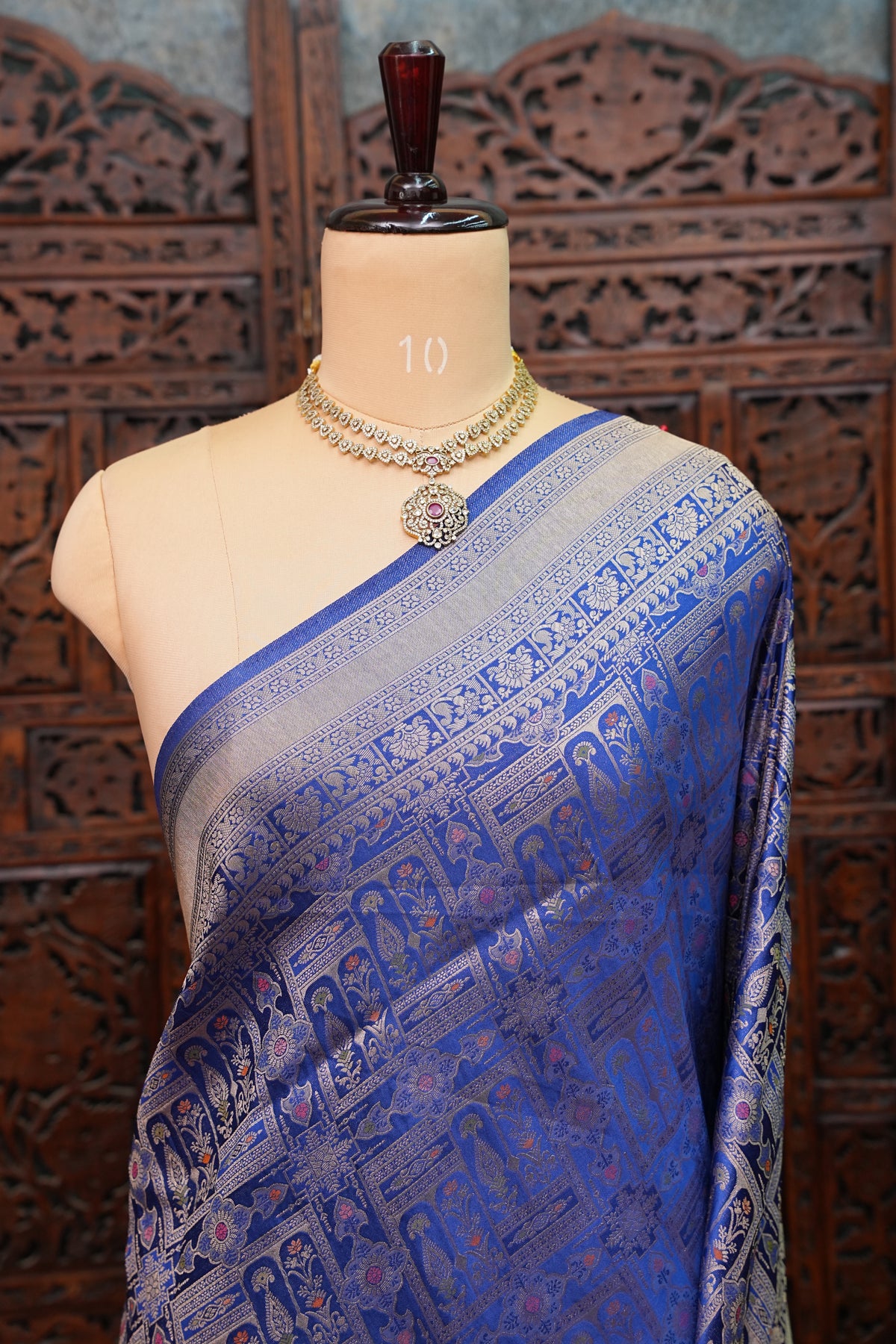 Banarasi Satin Silk Saree with Full Brocade Body – Royal Blue