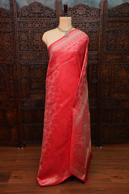 Banarasi Satin Silk Saree with Full Brocade Body – Red