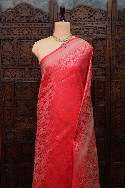 Banarasi Satin Silk Saree with Full Brocade Body – Red