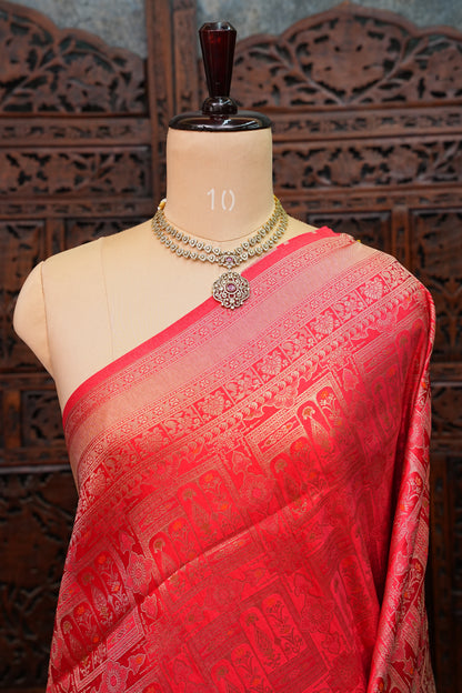 Banarasi Satin Silk Saree with Full Brocade Body – Red