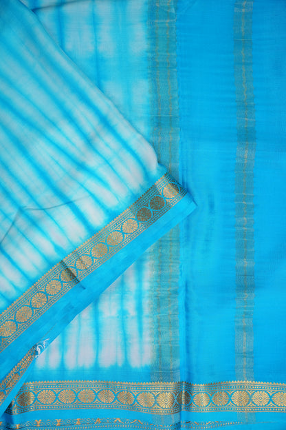 Shibori Tie & Dye Pure Crepe Mysore Silk Saree - Sky Blue