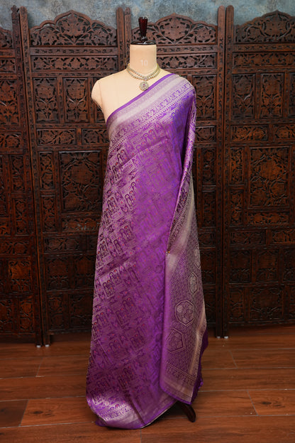 Banarasi Satin Silk Saree with Full Brocade Body – Purple