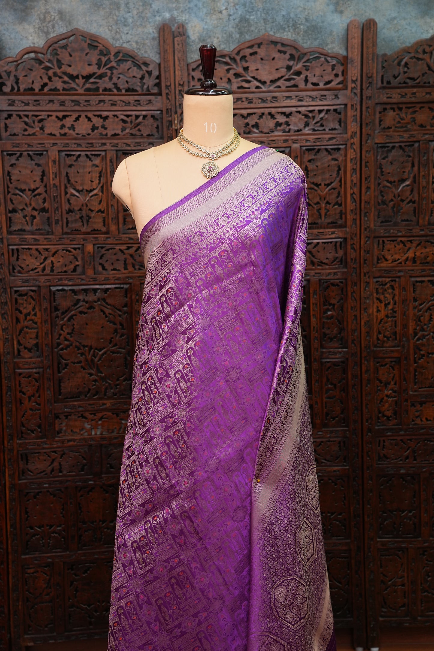 Banarasi Satin Silk Saree with Full Brocade Body – Purple