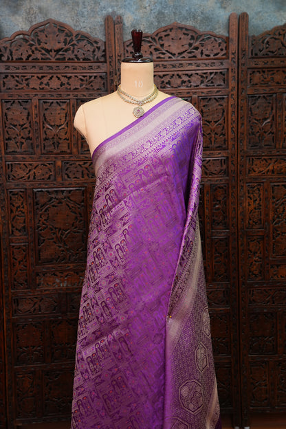 Banarasi Satin Silk Saree with Full Brocade Body – Purple