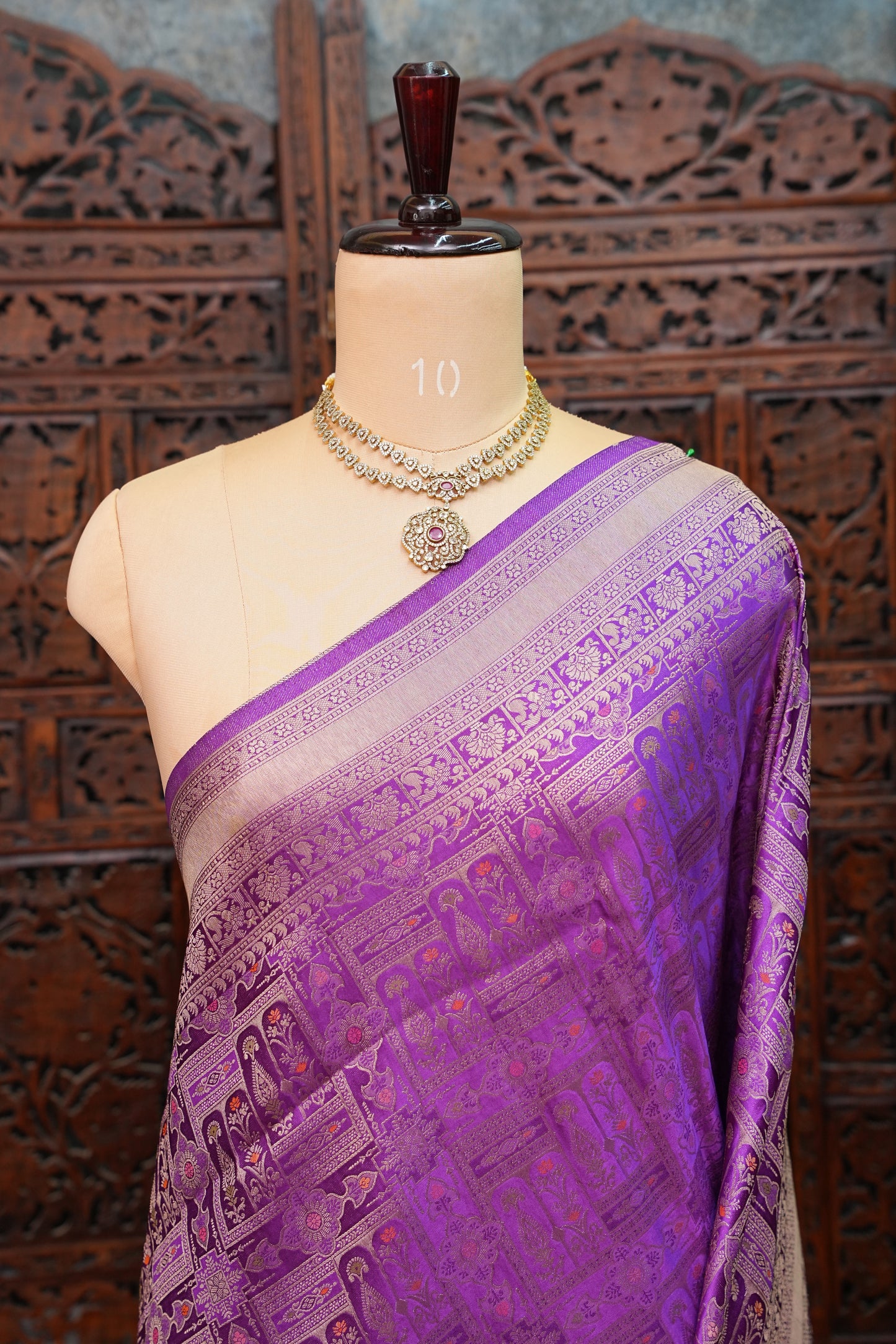 Banarasi Satin Silk Saree with Full Brocade Body – Purple