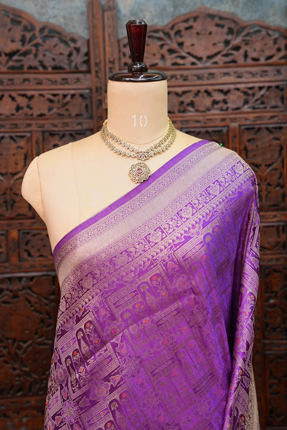 Banarasi Satin Silk Saree with Full Brocade Body – Purple