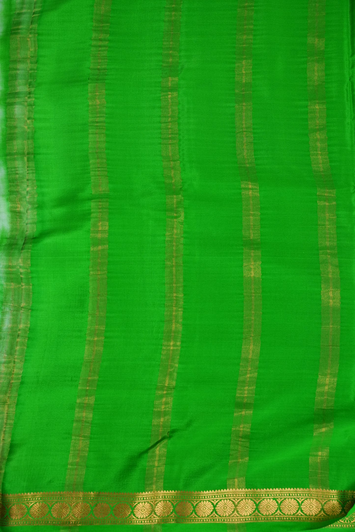 Shibori Tie & Dye Pure Crepe Mysore Silk Saree - Leaf Green