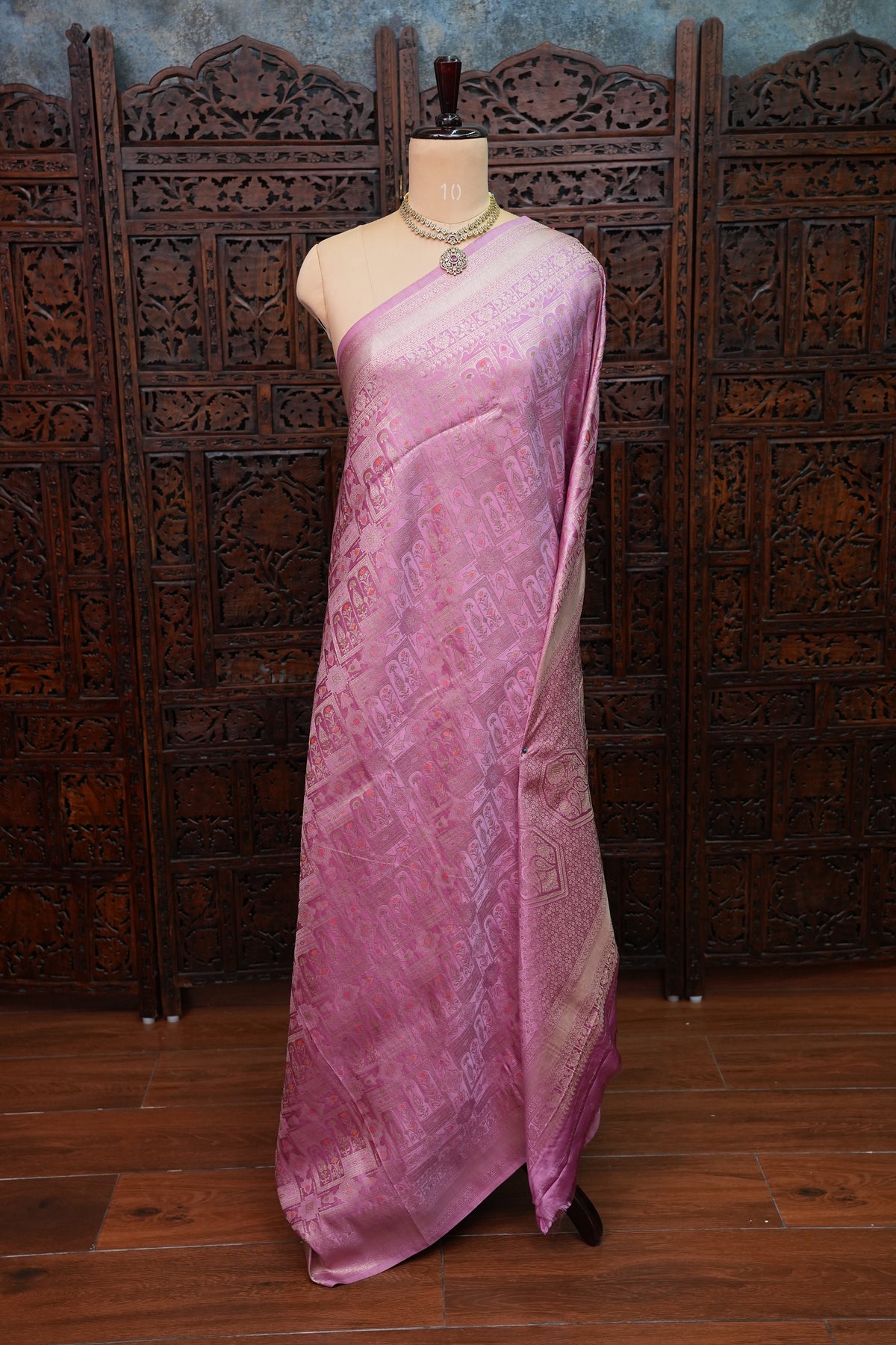 Banarasi Satin Silk Saree with Full Brocade Body – Lavender Pink