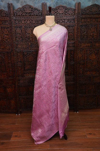 Banarasi Satin Silk Saree with Full Brocade Body – Lavender Pink