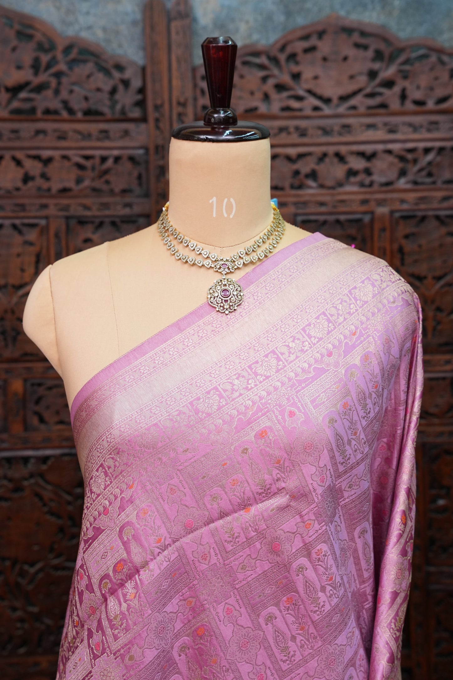 Banarasi Satin Silk Saree with Full Brocade Body – Lavender Pink