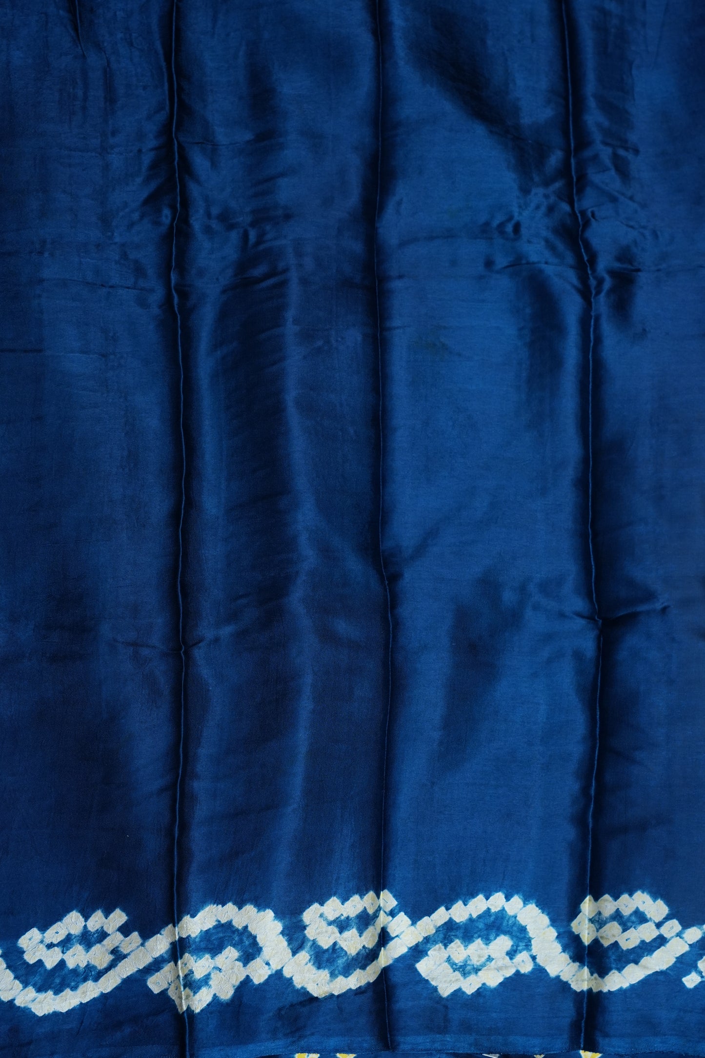Pure Gajji Silk Bandhani Saree – Peacock blue with Traditional Bandhej Motifs & Gold Pallu
