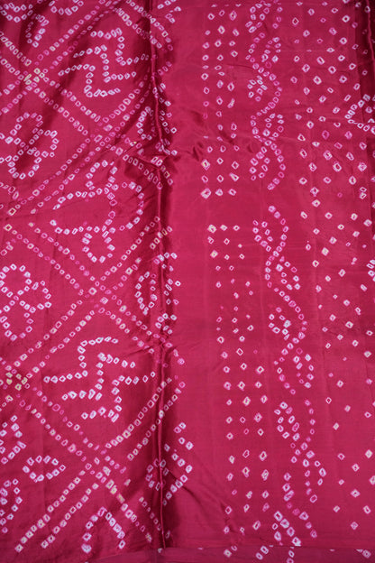 Pure Gajji Silk Bandhani Saree – Rani Pink with Traditional Bandhej Motifs & Gold Tissue Pallu