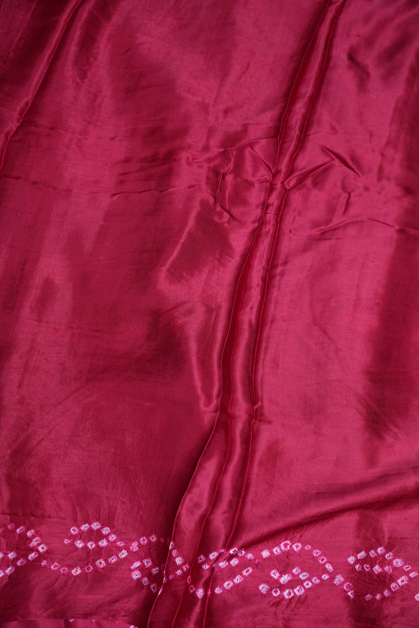 Pure Gajji Silk Bandhani Saree – Rani Pink with Traditional Bandhej Motifs & Gold Tissue Pallu