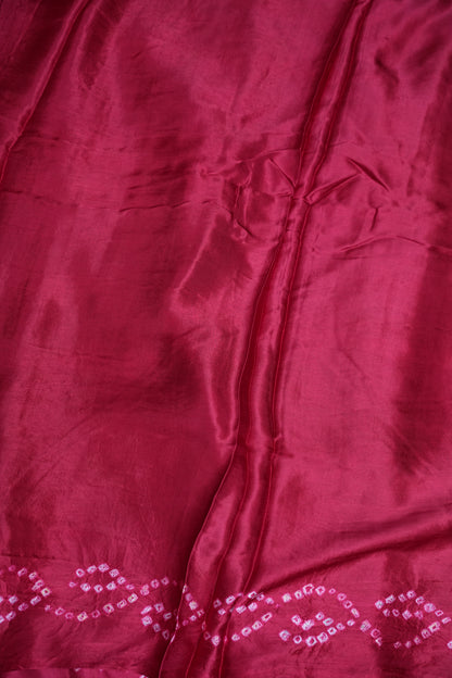 Pure Gajji Silk Bandhani Saree – Rani Pink with Traditional Bandhej Motifs & Gold Tissue Pallu