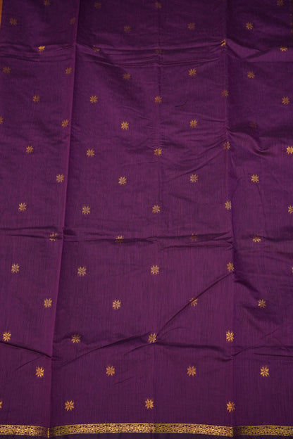 Semi Maheshwari Silk Cotton Saree – Deep Purple with Gold Zari Buttas