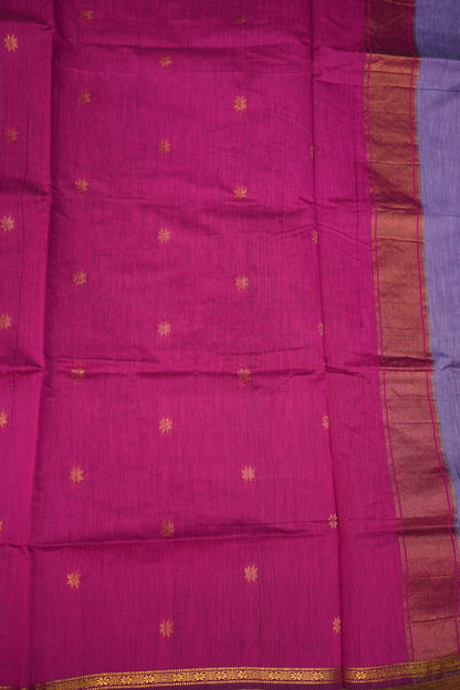 Semi Maheshwari Silk Cotton Saree – Lavender & Rani Pink with Zari Buttas