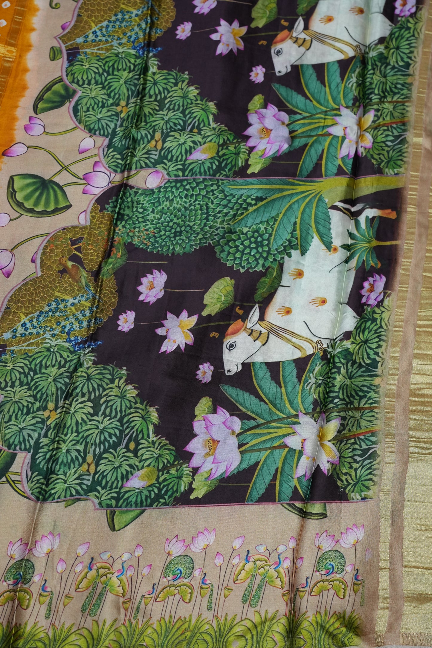 Subarnam's Exclusive Statement Saree – Pure Modal Silk Bandhani & Kalamkari Saree