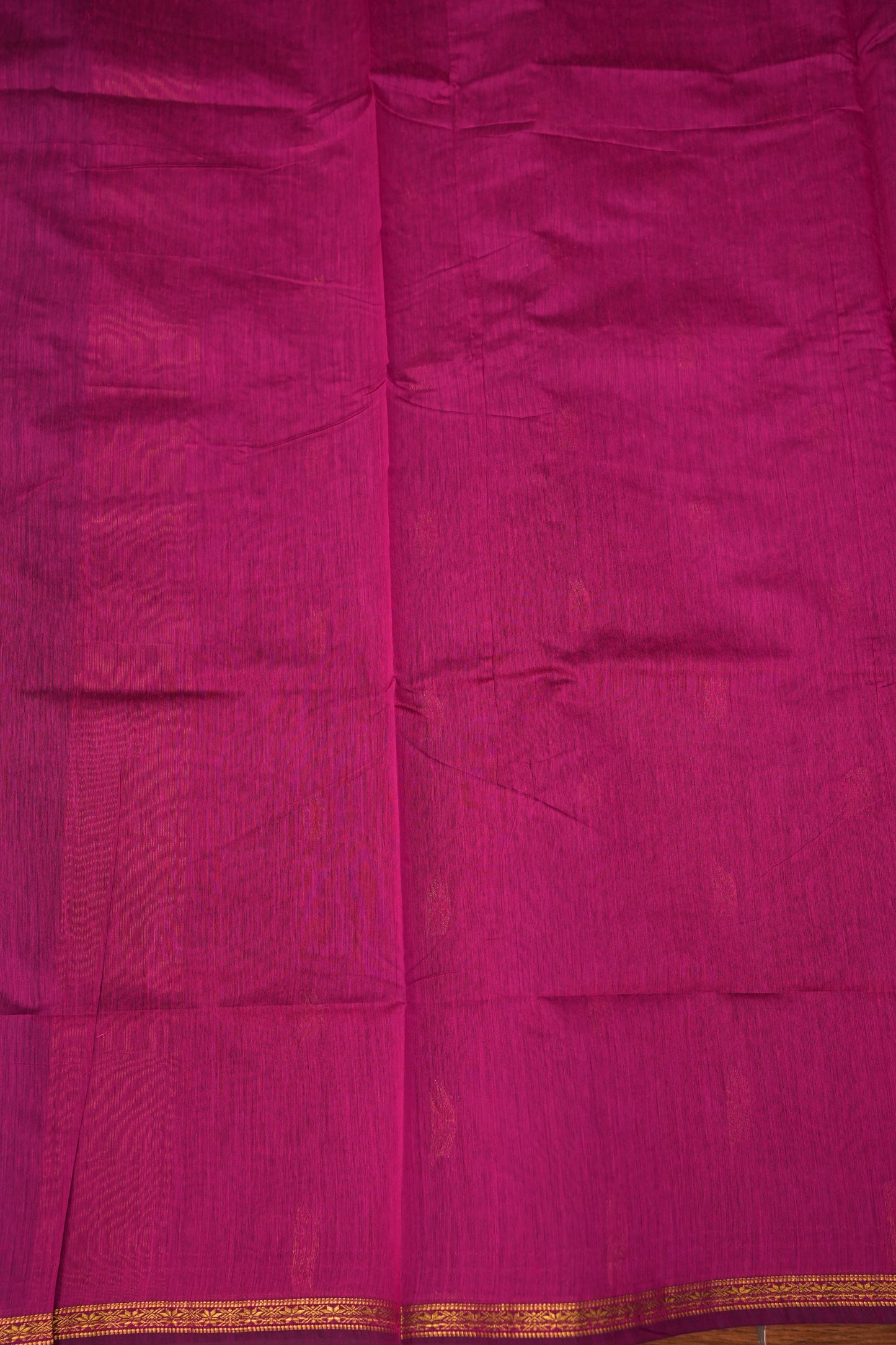 Semi Maheshwari Silk Cotton Saree – Navy Blue & Rani Pink with Zari Buttas