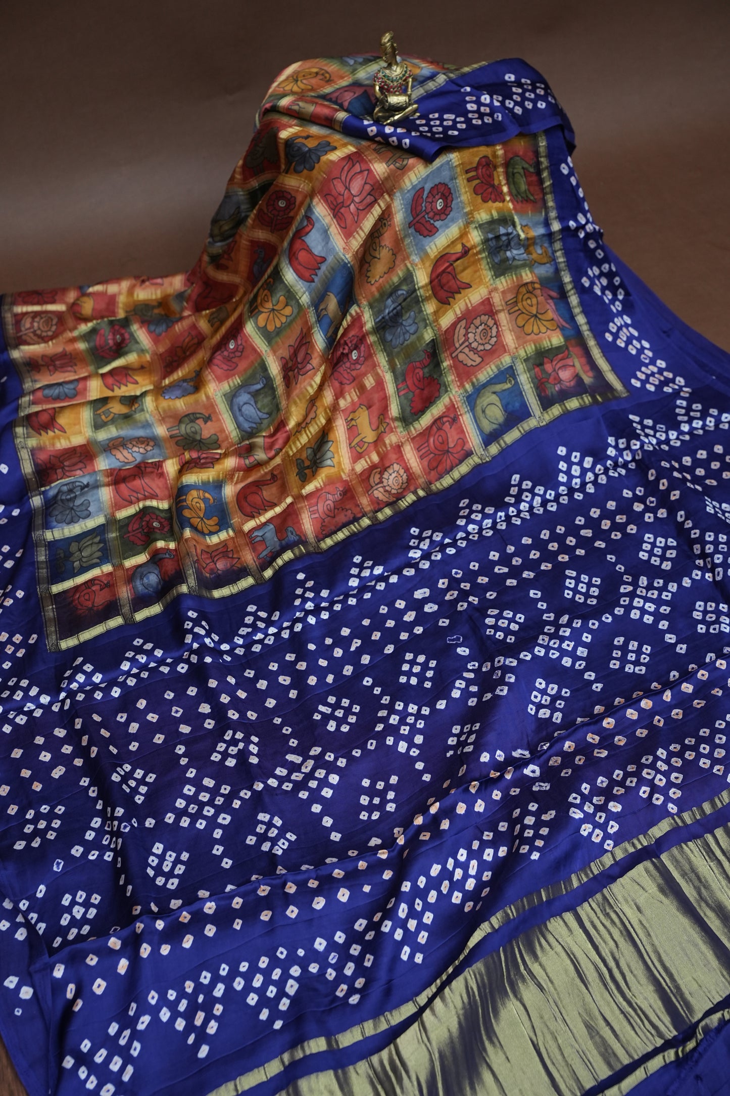 Subarnam's Exclusive Statement Saree – Pure Modal Silk Bandhani Kalamkari Saree