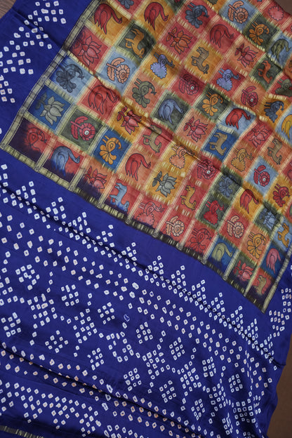 Subarnam's Exclusive Statement Saree – Pure Modal Silk Bandhani Kalamkari Saree