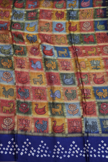 Subarnam's Exclusive Statement Saree – Pure Modal Silk Bandhani Kalamkari Saree