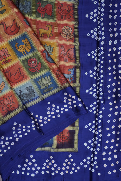 Subarnam's Exclusive Statement Saree – Pure Modal Silk Bandhani Kalamkari Saree