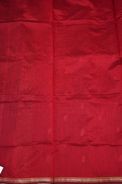 Semi Maheshwari Silk Cotton Saree – Black & Red with Zari Buttas